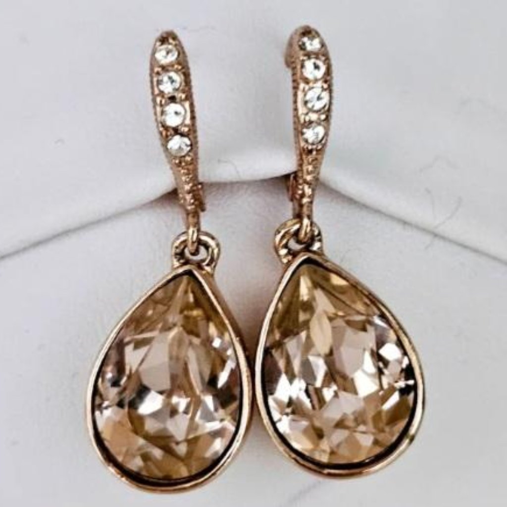 Givenchy Crystal Drop Rose Gold Tone Earrings 80$